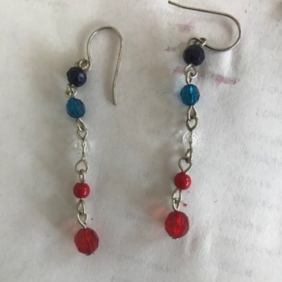 Patriotic Flip Flop Necklace Earrings Handmade VTG - Picture 4 of 6